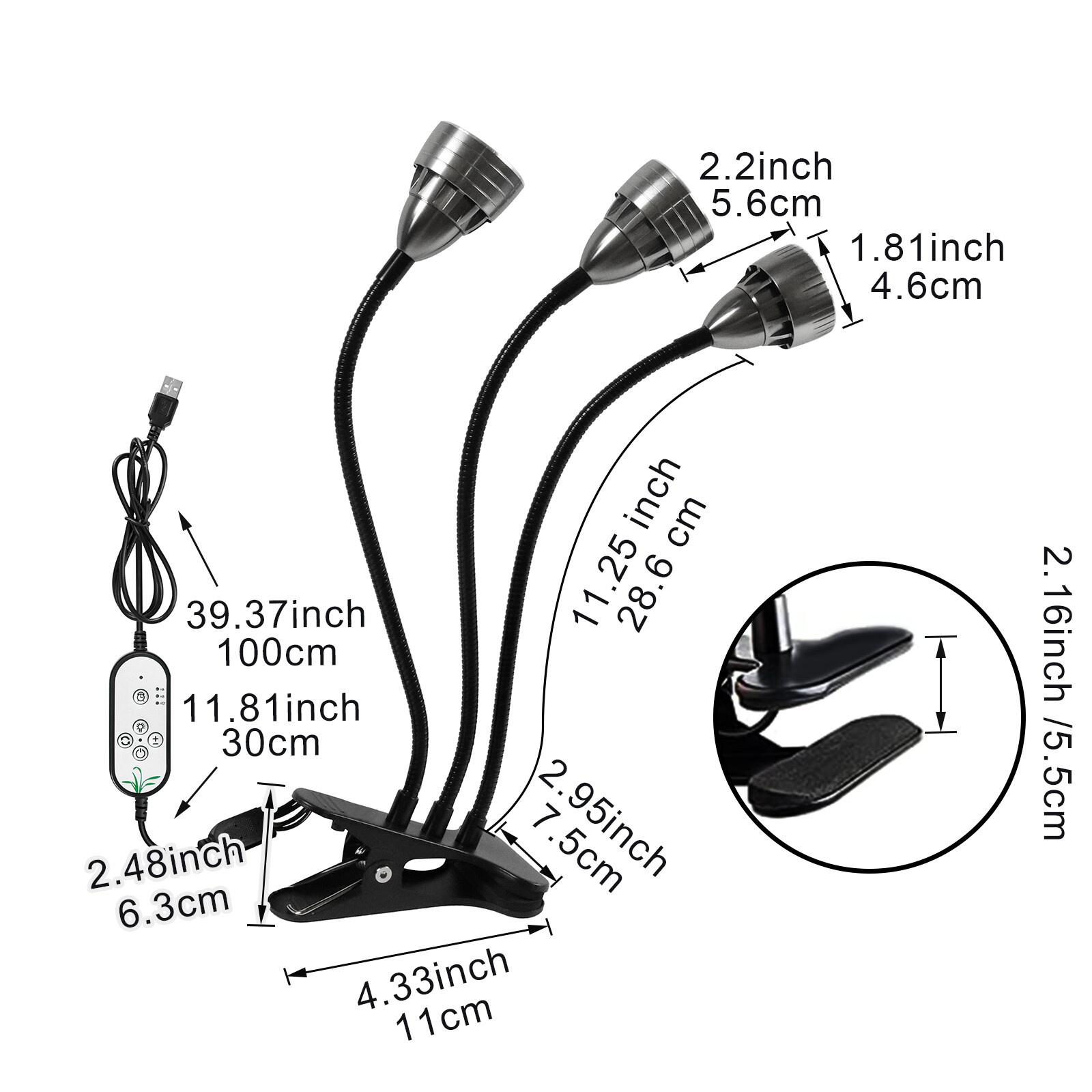 1/2/3/4Heads LED GROW LIGHT FLEXABLE CLIP ON LAMP INDOOR PLANT GROWING HOME GROW