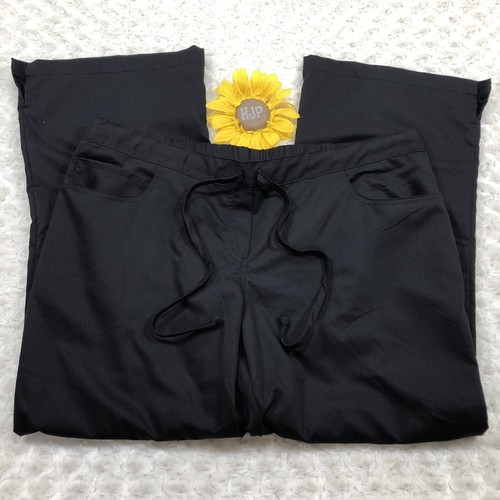 Grey's Anatomy Womens Scrub Pants Size XLP Black Drawstring Elastic Waist bs4239