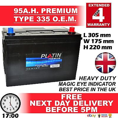 PLATIN CAR BATTERY TYPE 335 12V 95AH 720CCA Heavy Duty 4 Year Warranty