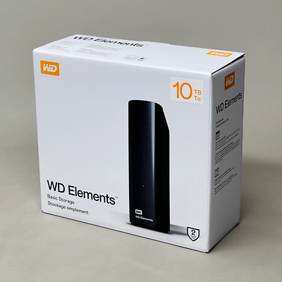 WD Elements 10TB USB 3.0 Desktop External Hard Drive Black W
