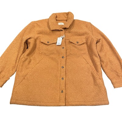 NWT Marine Layer Eden Sherpa Overshirt Women's Sz XL Cashew Tan Brown Shacket