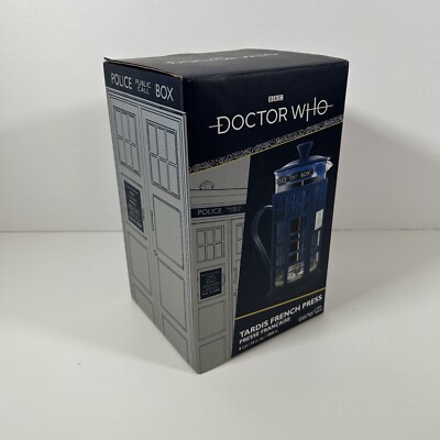 Doctor Who TARDIS French Press w/Glass Carafe / Plunger / Filter - NEW OPEN BOX