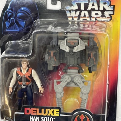 Star Wars 1996 Hasbro Deluxe Han Solo with Smuggler Flight Pack Battle Blaster
