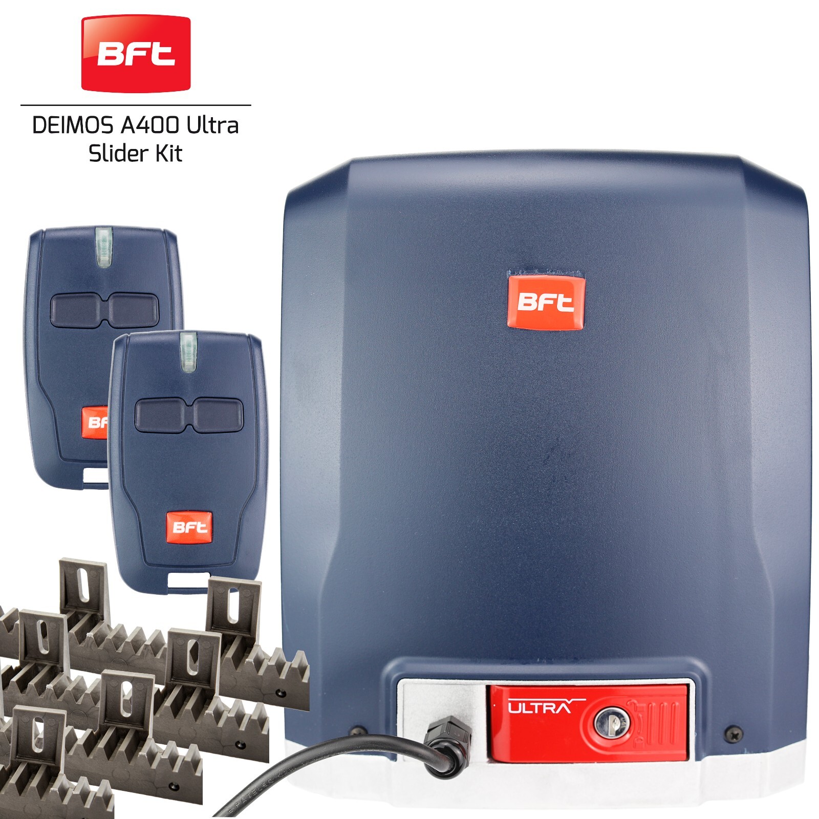 BFT DEIMOS Ultra BT A400 Sliding Gate Motor +4m Racking For 400kg, 10m Wide Gate