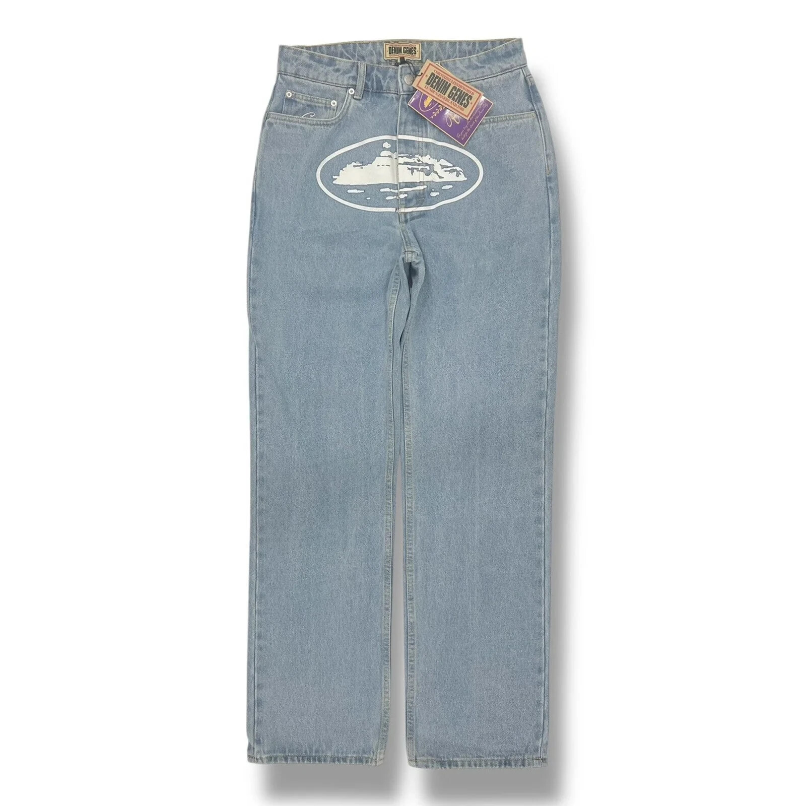 Corteiz - Alcatraz Baggy Jeans Washed Blue | eBay