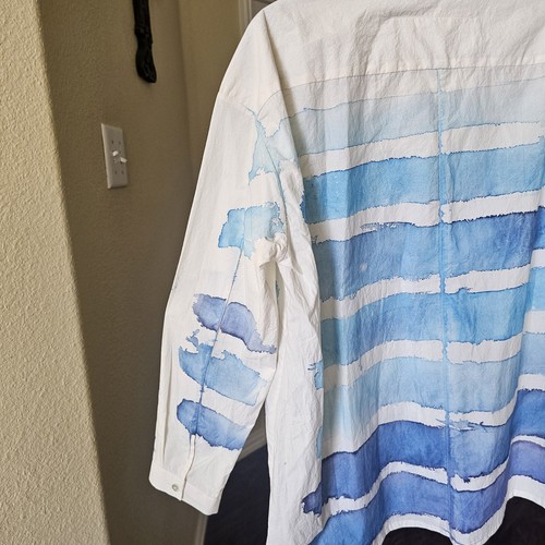 Pre-owned Toogood Handpainted Breton Draughtsman Shirt In Blue & White Oversized Size S.