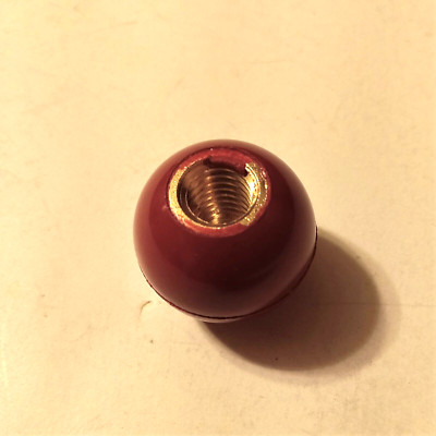 ROUND RED BALL KNOB 1 INCH DIAMETER 3/8-16 BRASS THREAD Round Knob Handle