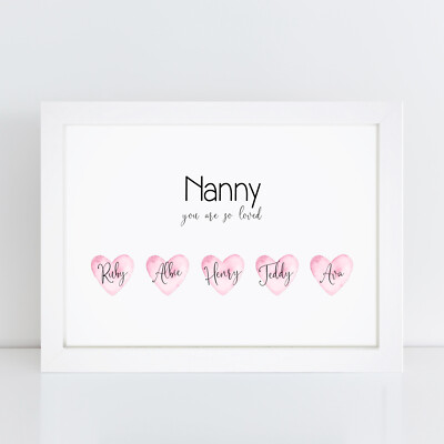 Personalised Special Nanny Print Best Nan Great Grandma Gift Wall Art Picture