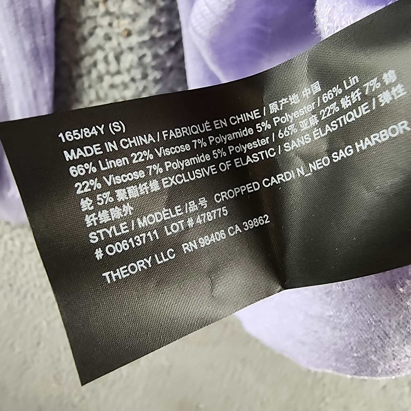 Theory Cropped Cardigan Women's S Soft Iris V-Neck Linen Blend Button Front L/S - Picture 11 of 14