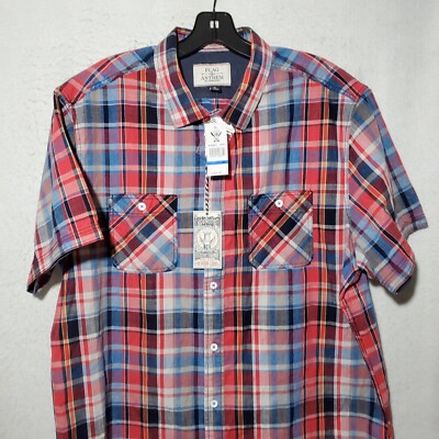 FLAG & ANTHEM TIFTON WESTERN SHORT SLEEVE PLAID SHIRT COTTON MULTICOLOR XL