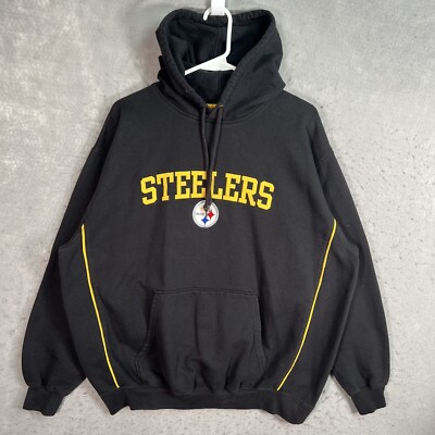 Vintage Pittsburg Steelers Sweater Adult XL Black Hoodie Sweatshirt Pullover Men