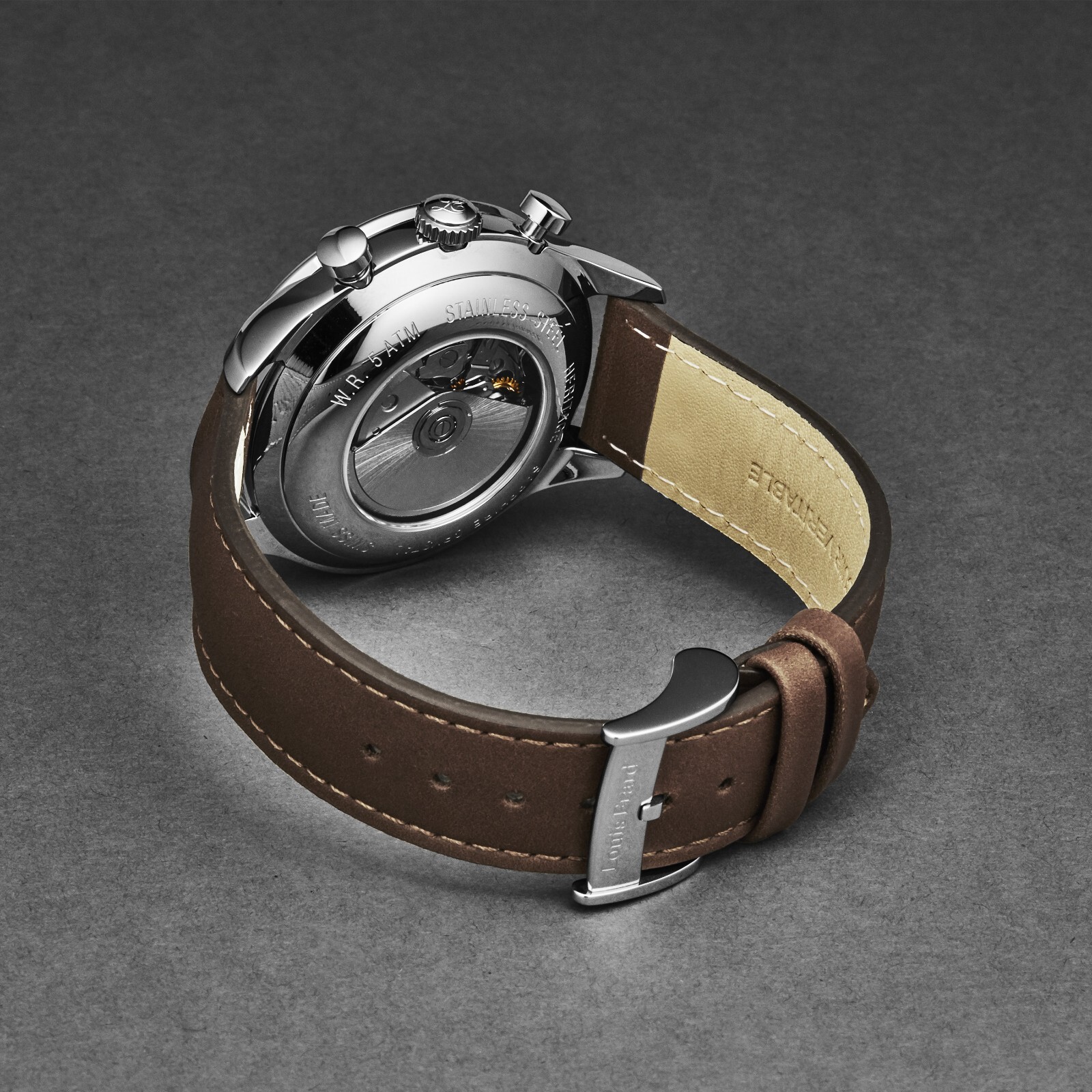 Pre-owned Louis Erard Louiserard Heritage, M, Strp Brn, Sil Chrno-d,s/s-b,m A
