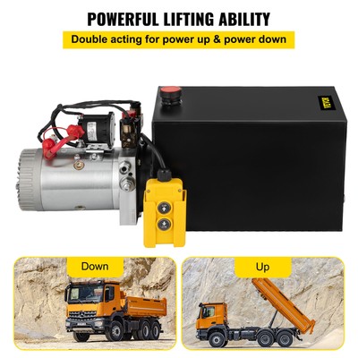 20 Quart Double Acting Hydraulic Pump Dump Trailer Power Unit Unit Pack Iron