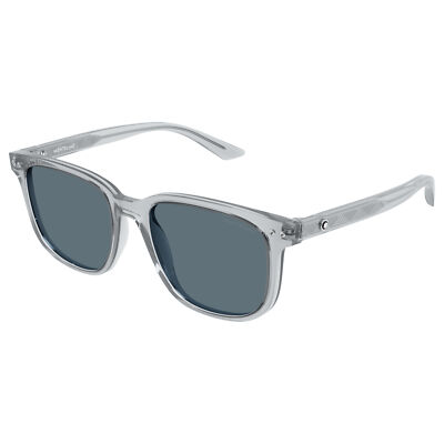 NEW Mont Blanc MB0258SA-004 Grey Grey Blue Sunglasses