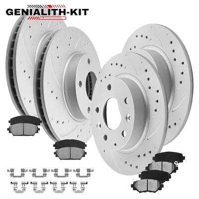 Front & Rear Drilled Rotors Ceramic Brake Pads for 2014-2016 Mazda 3 Hatchback