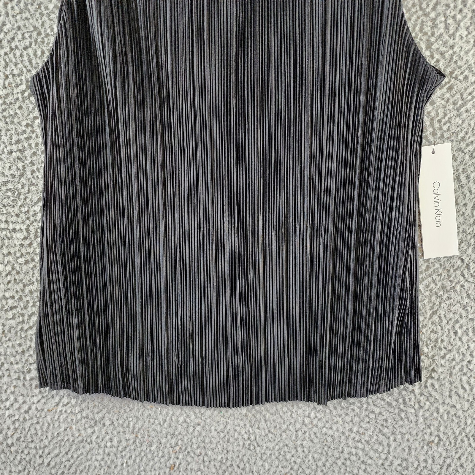 Calvin Klein Plisse Mock-Neck Sleeveless Top Women's S Black Back Zip Closure - Picture 4 of 14