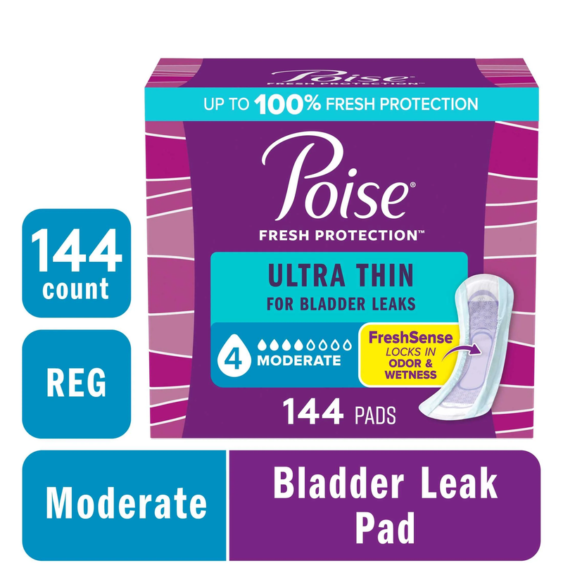 Ultra Thin Incontinence Pads, 4 Drop Moderate Absorbency, Regu...