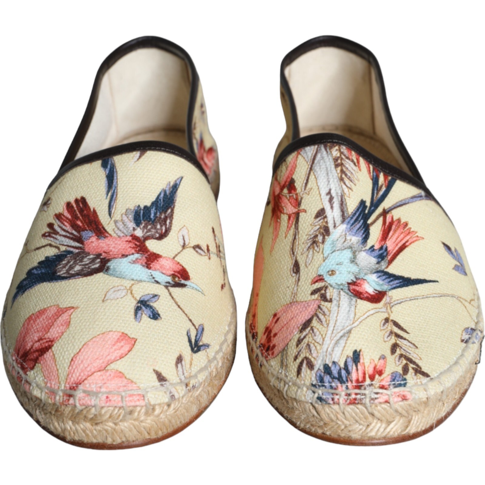 Pre-owned Dolce & Gabbana Shoes Beige Floral Canvas Espadrilles Slip On Eu40 / Us7 470usd