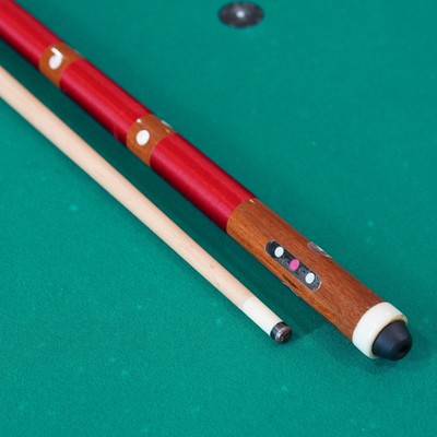 Vintage Pool Cue Custom? Wood w/ Triple Red Wrap Inlay - 2 Piece 56in / 17.5 oz