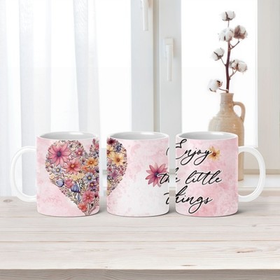 Enjoy The Little Things Floral Mug Gift Birthday Christmas Present 11oz Ceramic