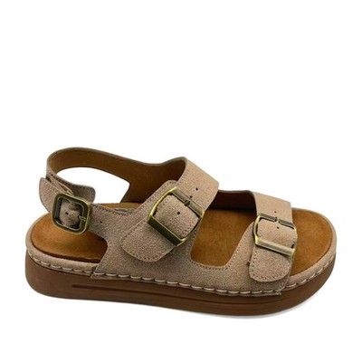 La Conte Women's Brown Suede Wedge Open-Toe Sandals Casual LAC6590-26112LBRW