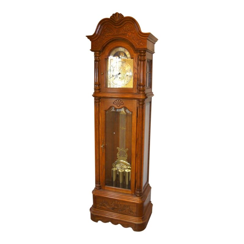 Howard Miller Grandfather Clock 610-361 Solid Oak,Keeps Perfect Time Charlemagne