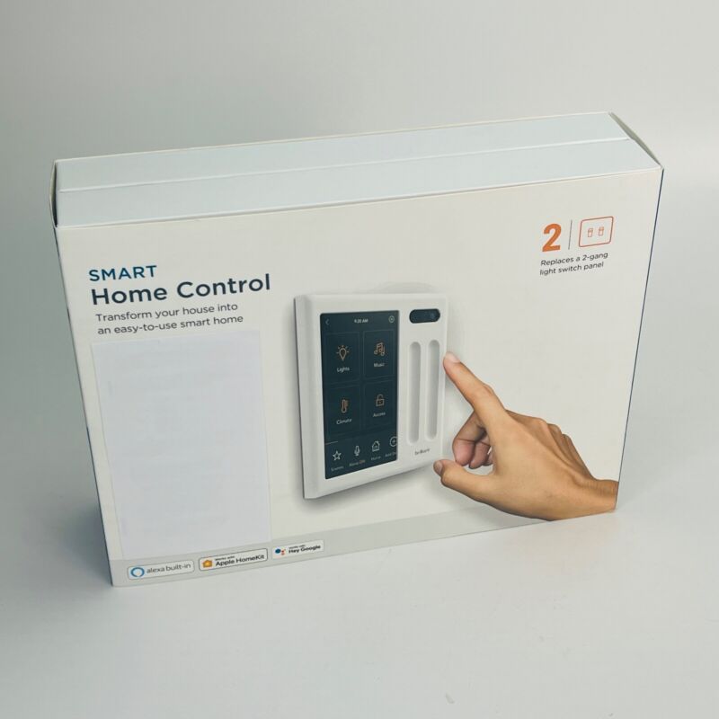 Brilliant Smart Home Control 2 Gang Light Switch Panel BHA-120US-WH2