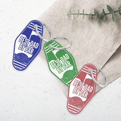 Best Dad By Par Personalised Keyring, Flag Design, Father's Day Gift, Golfing