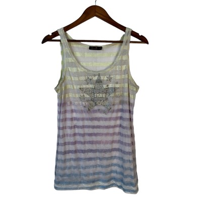 Se7ven tankTop Womens Sz L  sparkly graphic stretch A-126