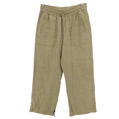ATHLETA Retreat Linen High Rise Wide Leg Pant Olive Branch EUC Medium OVERSIZED!
