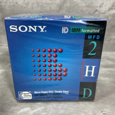 New Sony 2HD IBM Formatted 1.44 MB 3.5'' Diskettes 10 Computer Floppy Disks NOS