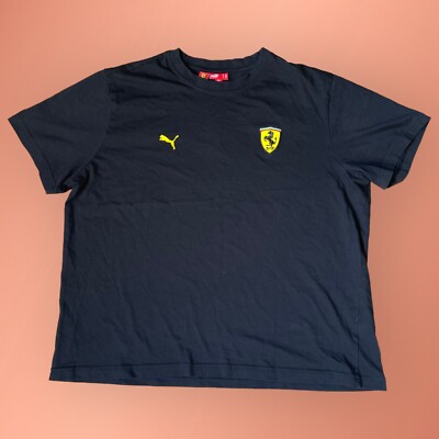 Modern Black PUMA Ferrari Double Sided Graphic Logo Boxy T-Shirt Size Large