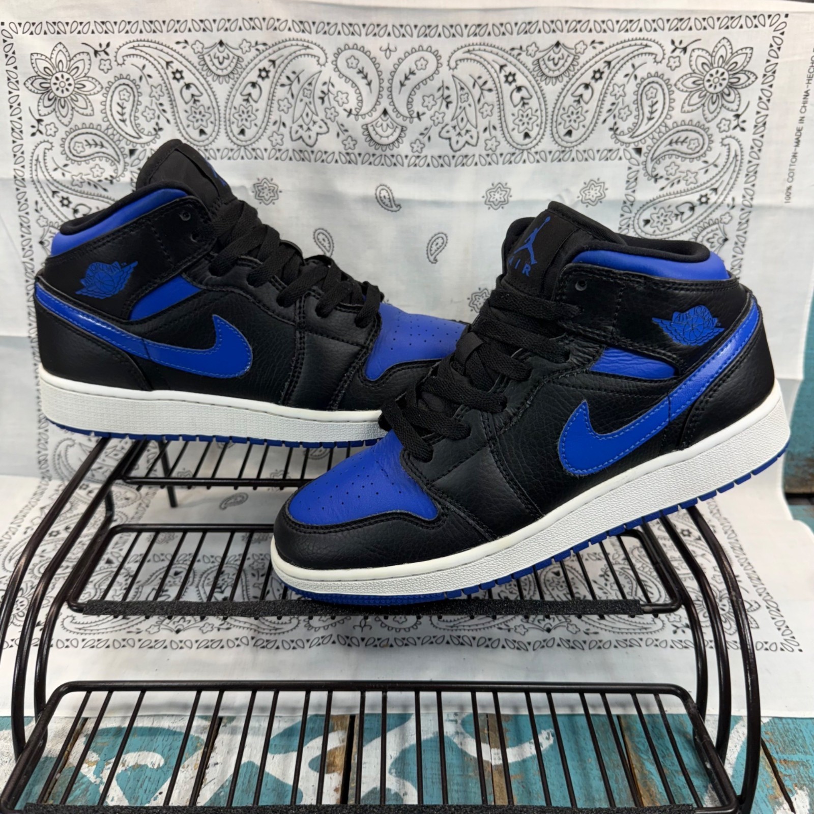 Nike Air Jordan 1 MID (GS) Shoes Youth 5.5Y/Womans 7 Blue