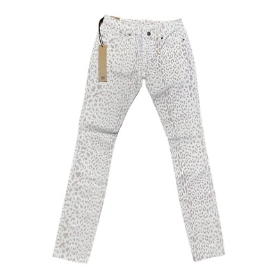 NEW Ksubi Super Skinny Womens Low Rise Skinny Leg Animal Print Jeans Black Magic