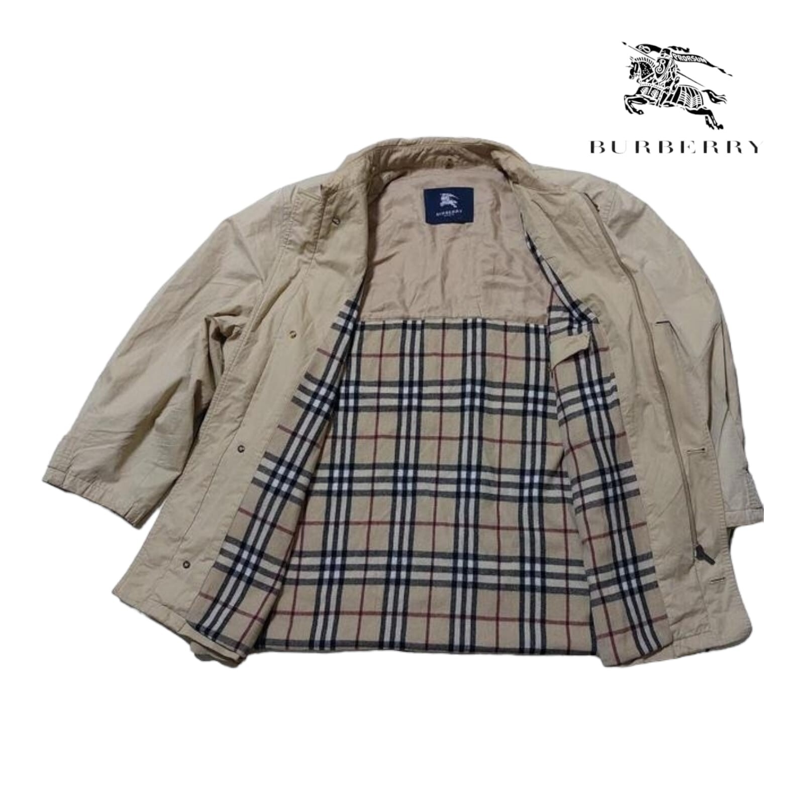 BURBERRY London Nova Check Jacket Full Zip Coat Beige Color BURBERRY London Nova Check Jacket Full Zip Coat Beige Color