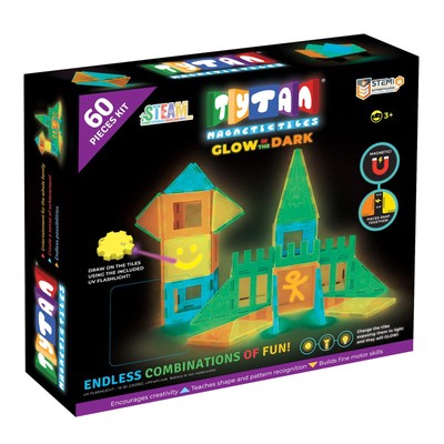 Tiles Glow In The Dark 60piece Magnetic Tiles Building Set Diverse Multicolor Sh