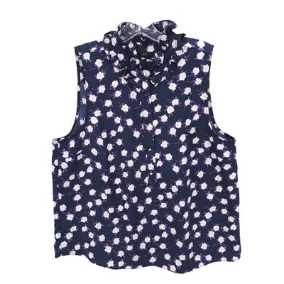 J.CREW Ruffleneck Sleeveless Popover Top Scattered Peony Floral Print Size LARGE