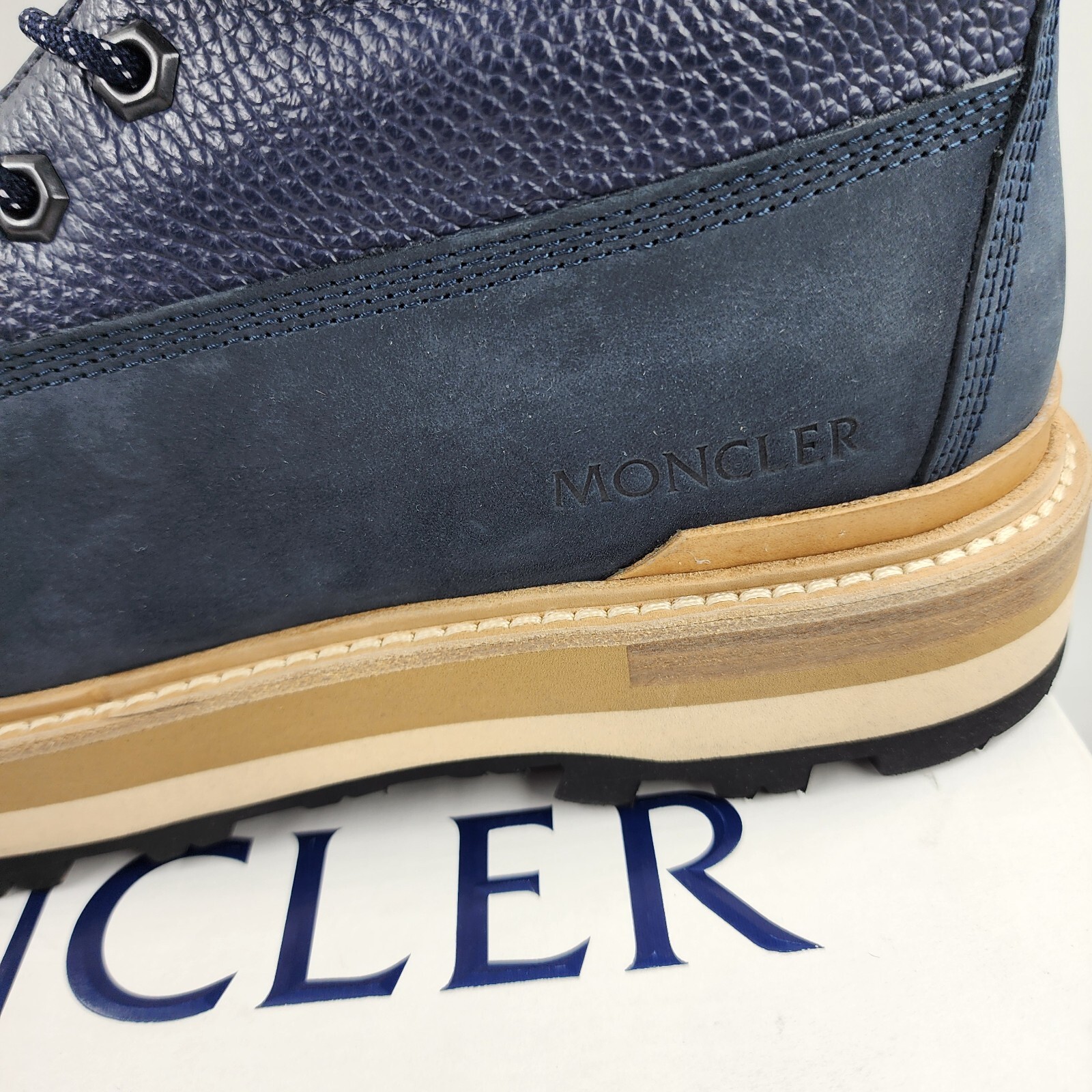 Moncler Peka Lace Up Hiking Boots Men's 43/10 US Navy Padded Collar Round Toe - Picture 18 of 18