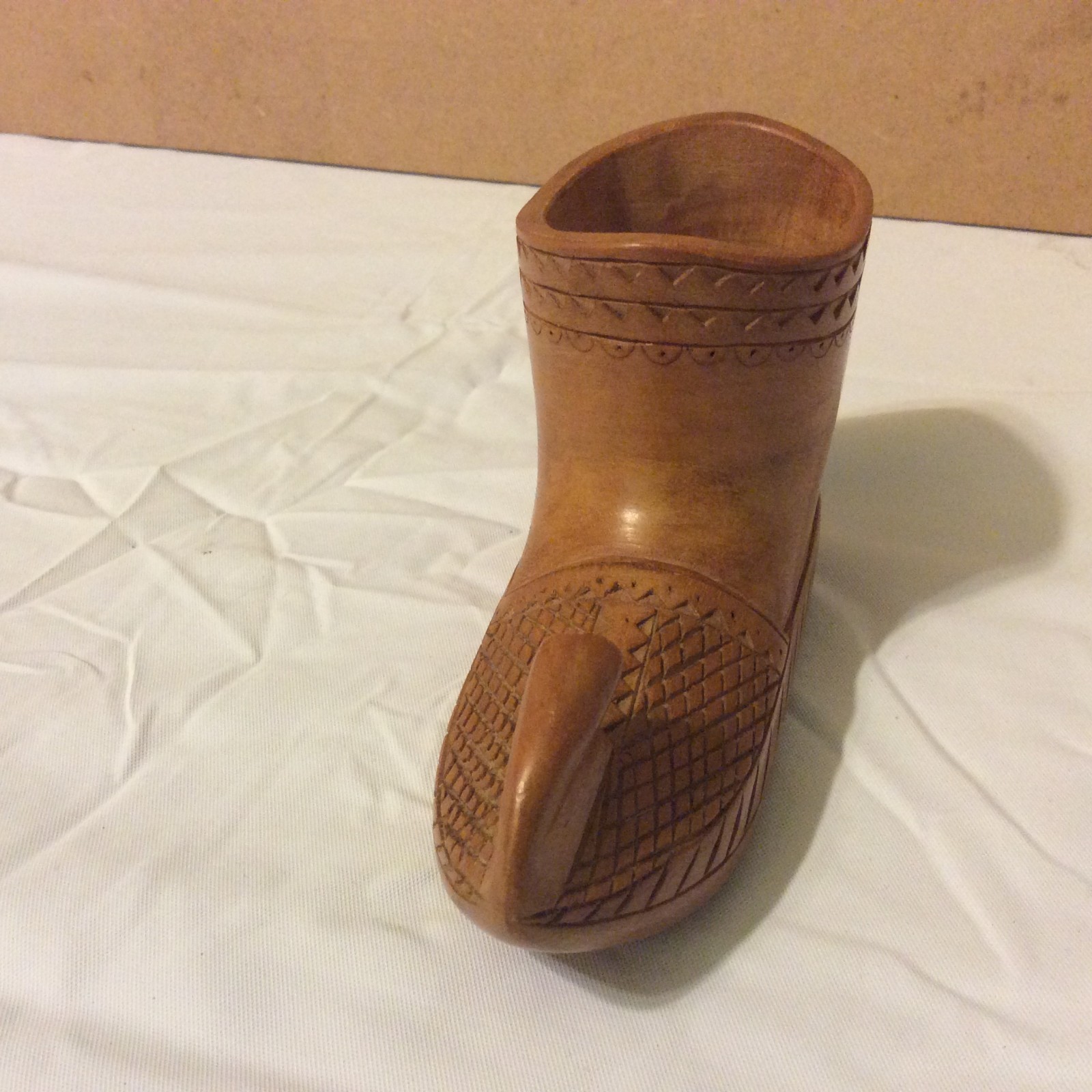 Vintage Hand Carved Wooden Shoe