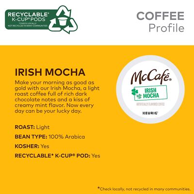 McCafe Irish Mocha, Keurig K-Cup Pods, Flavored Coffee, 72 Count
