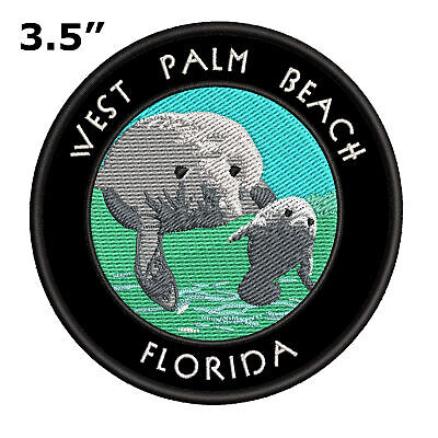 Manatee West Palm Beach Florida Manatee Souvenir Patch Embroidered DIY Iron-On