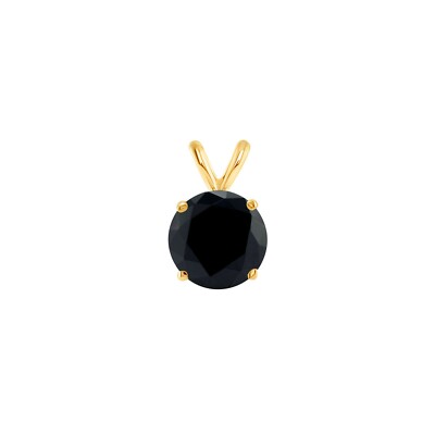 Pre-owned Shine Brite With A Diamond 2.25 Ct Round Cut Black Solid 14k Yellow Gold Solitaire Pendant 18" Necklace