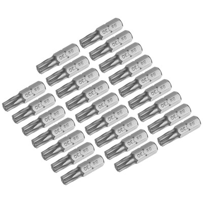 25pcs Torx Bits 1/4'' Magnetic Screwdriver T30 Screw Driver Bit S2 Alloy Steel