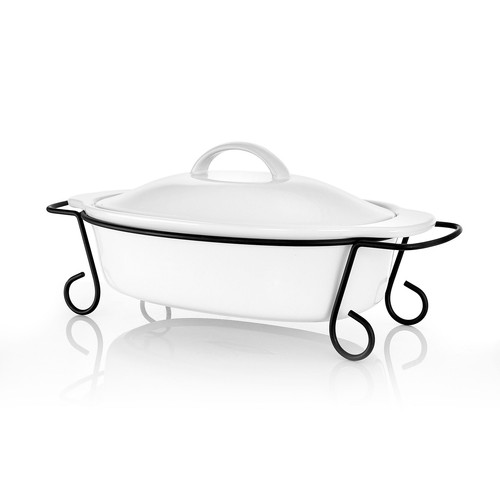 Овальная керамическая форма для выпечки Gibson Elite Gracious Dining из 2 предметов с металлической крышкой