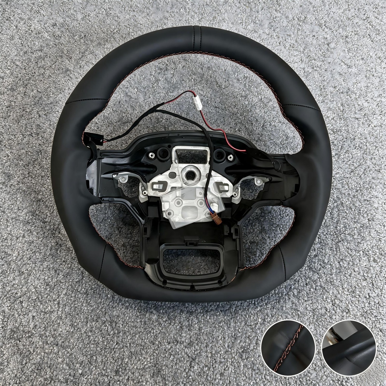 For 2023 Ford Raptor Durable Leather Steering Wheel Black Stripe Heated Function