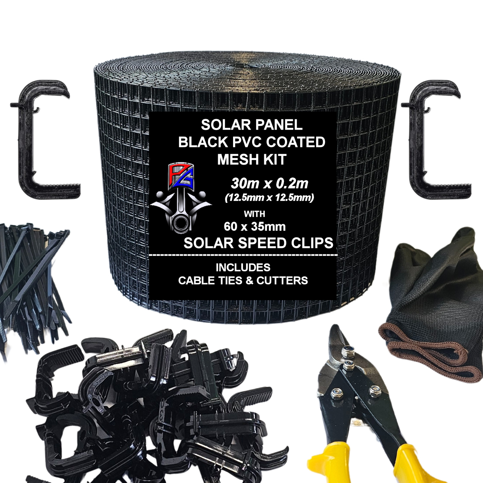 Solar Panel Bird Proofing Mesh Kit 30m 60 SPEED Clips 35mm Control Pigeons Nest