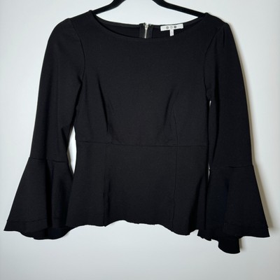 Three Dots Top Womens Small Black Whimsigoth Fairy Artsy Cottagecore Edgy Chic