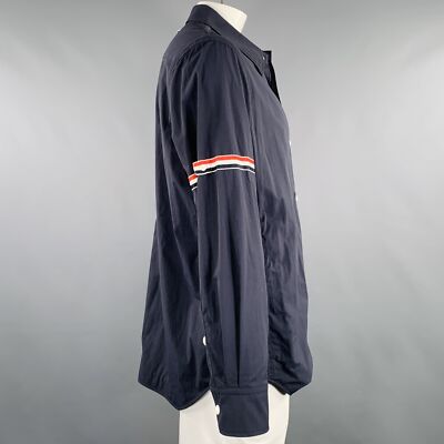 THOM BROWNE Size XXL Navy Nylon Long Sleeve Shirt Jacket | eBay