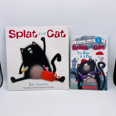Splat the Cat Books Lot of 2 The Rain Is a Pain Paperbacks Rob Scotton Kids Cute