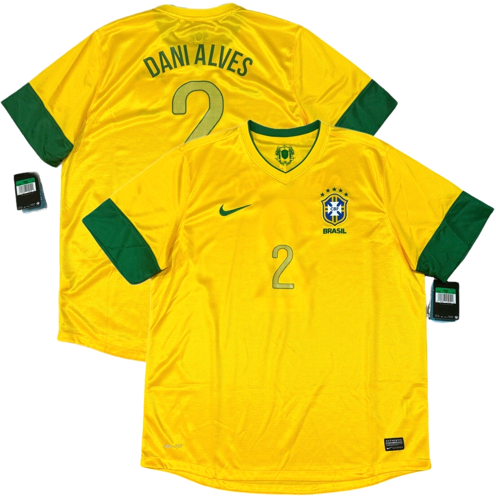 2012/13 Brazil Home Jersey #2 Dani Alves XL NIKE Soccer Brasil